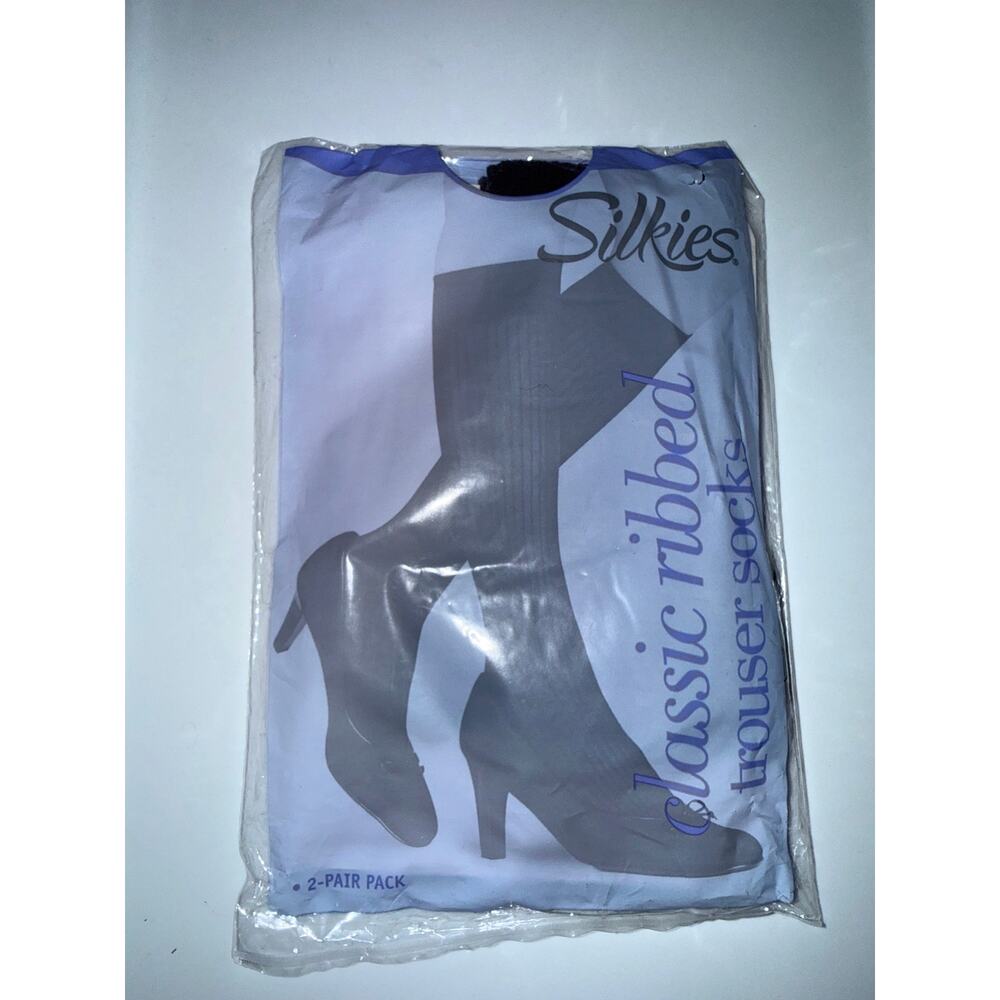 Vintage Silkies Classic Ribbed Trouser Socks Regular Dark Brown, 2 Pair Pack